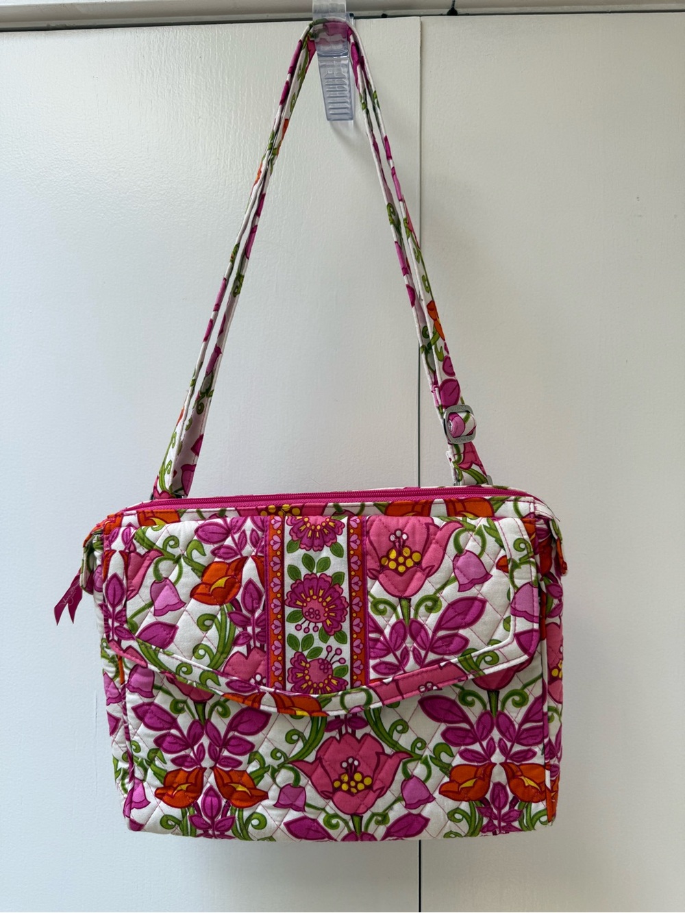 Vera Bradley Pink Floral Quilted Laptop Crossbody